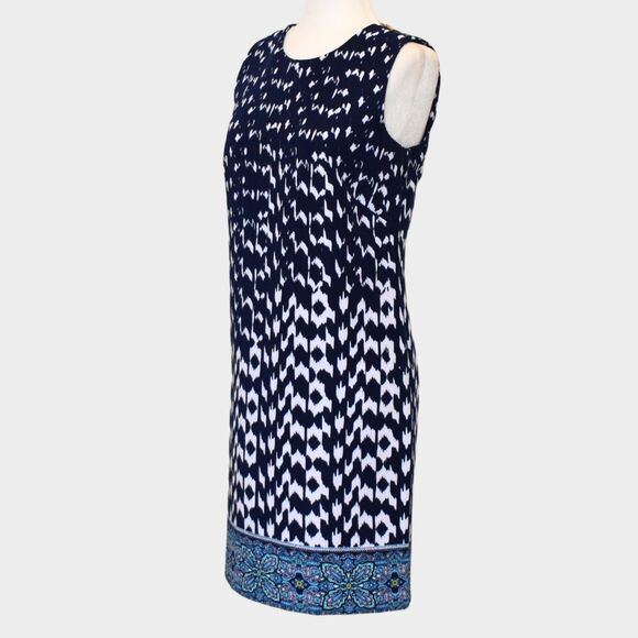 AB STUDIO Sleeveless Shift Dress Blue/White Size 8 - Picture 2 of 7